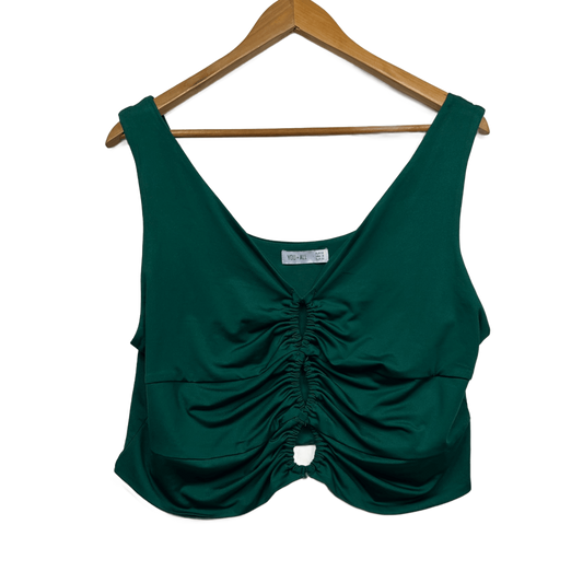 YOU+ALL Green Crop Top Size Ruched Cut Out Size 22 Plus
