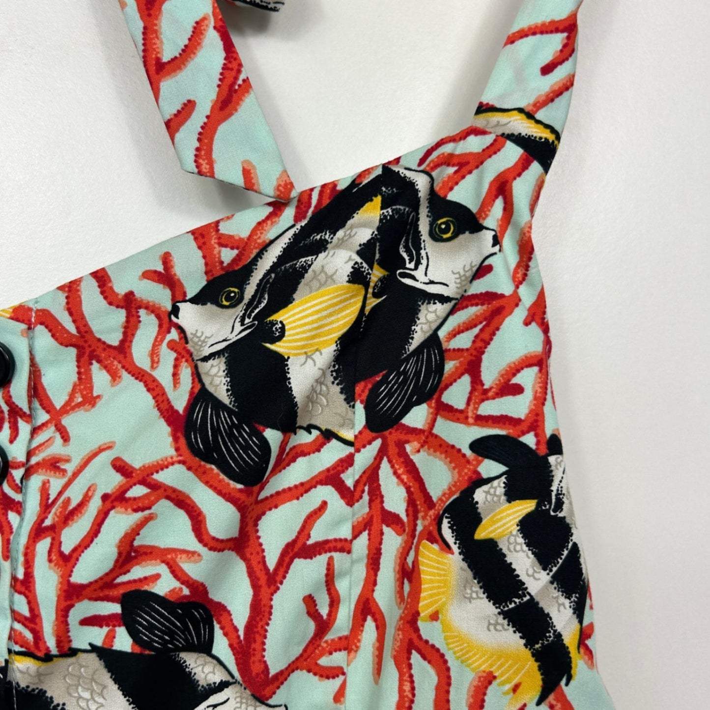 Revival Multicoloured Fit & Flare Halter Neck Pockets Dress Size 16 Fish Sea Underwater