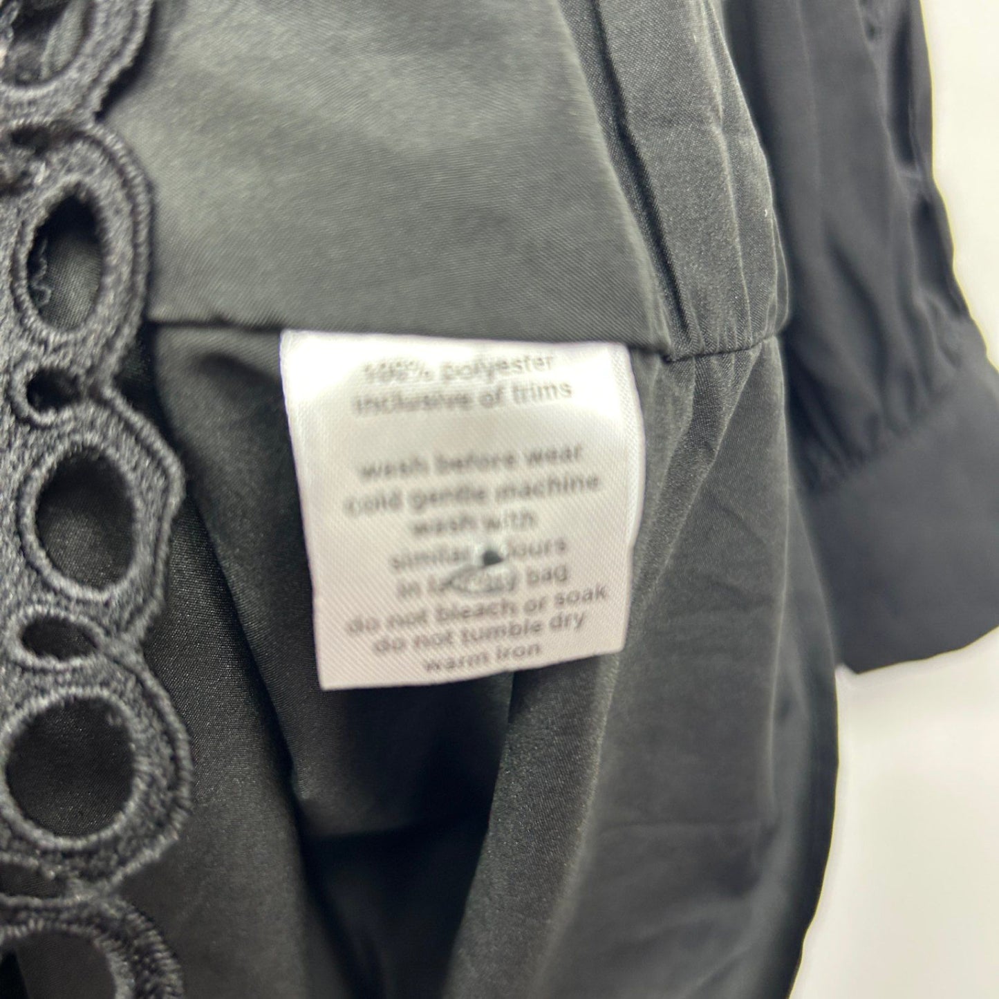 Atmos&Here Black Long Sleeve Tiered Crochet Trim Dress Size 16