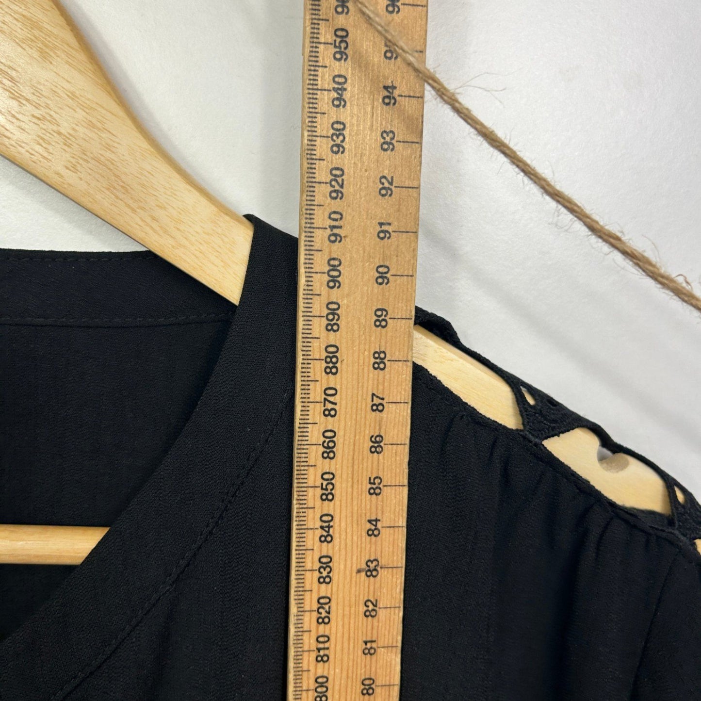 Atmos&Here Black Long Sleeve Tiered Crochet Trim Dress Size 16