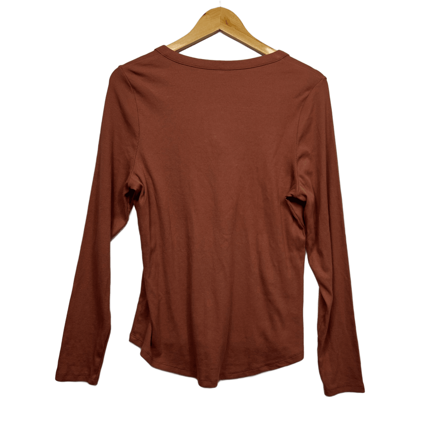 Target Rust Cotton Blend Long Sleeve V-Neck Casual Top 14