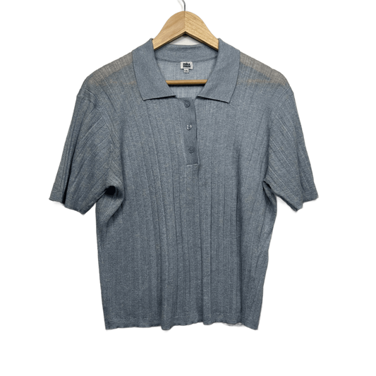 Mika Muse Metallic Collared Top Size 12 14 16 Blue