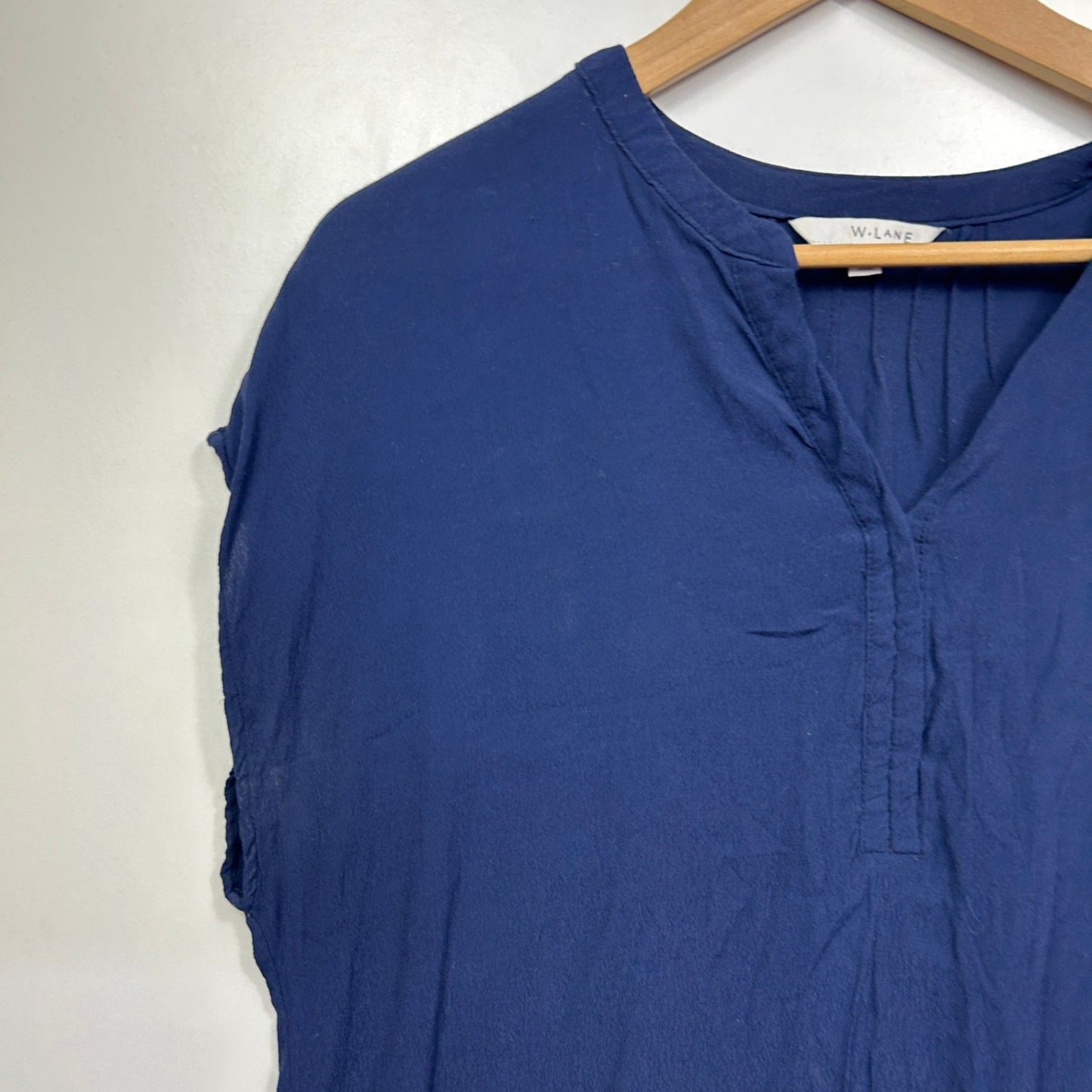 W Lane Navy Short Sleeve Tunic Top Size 16 Viscose