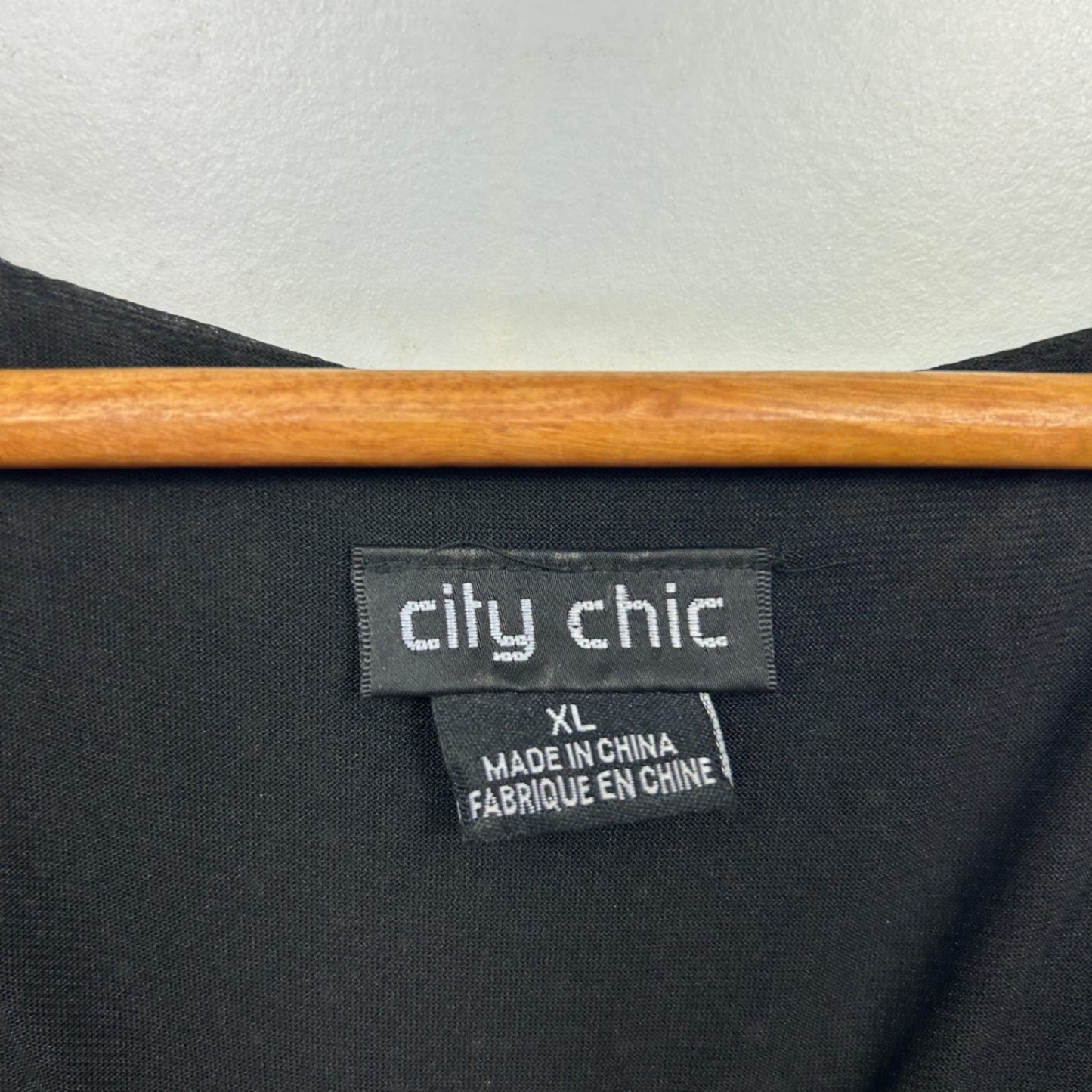 City Chic Top Size 22 XL Plus Black White Dots Sheer Flutter Sleeve Peplum V Neck