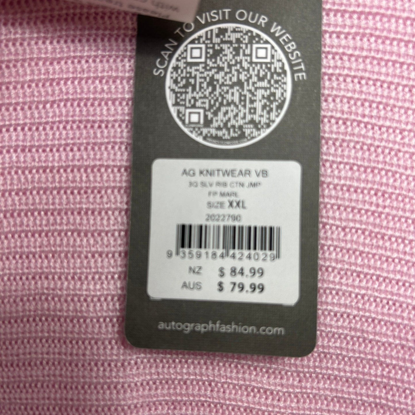 New Autograph Pink Knit Top Jumper Size XXL 22 24 Long Sleeve Viscose