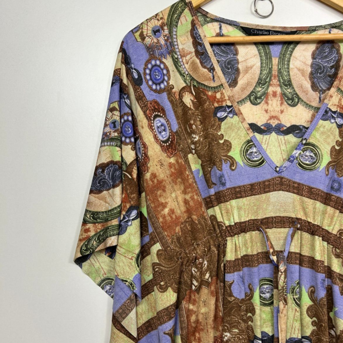Charlie Brown Kaftan Dress Size 14 Multicoloured Long Length