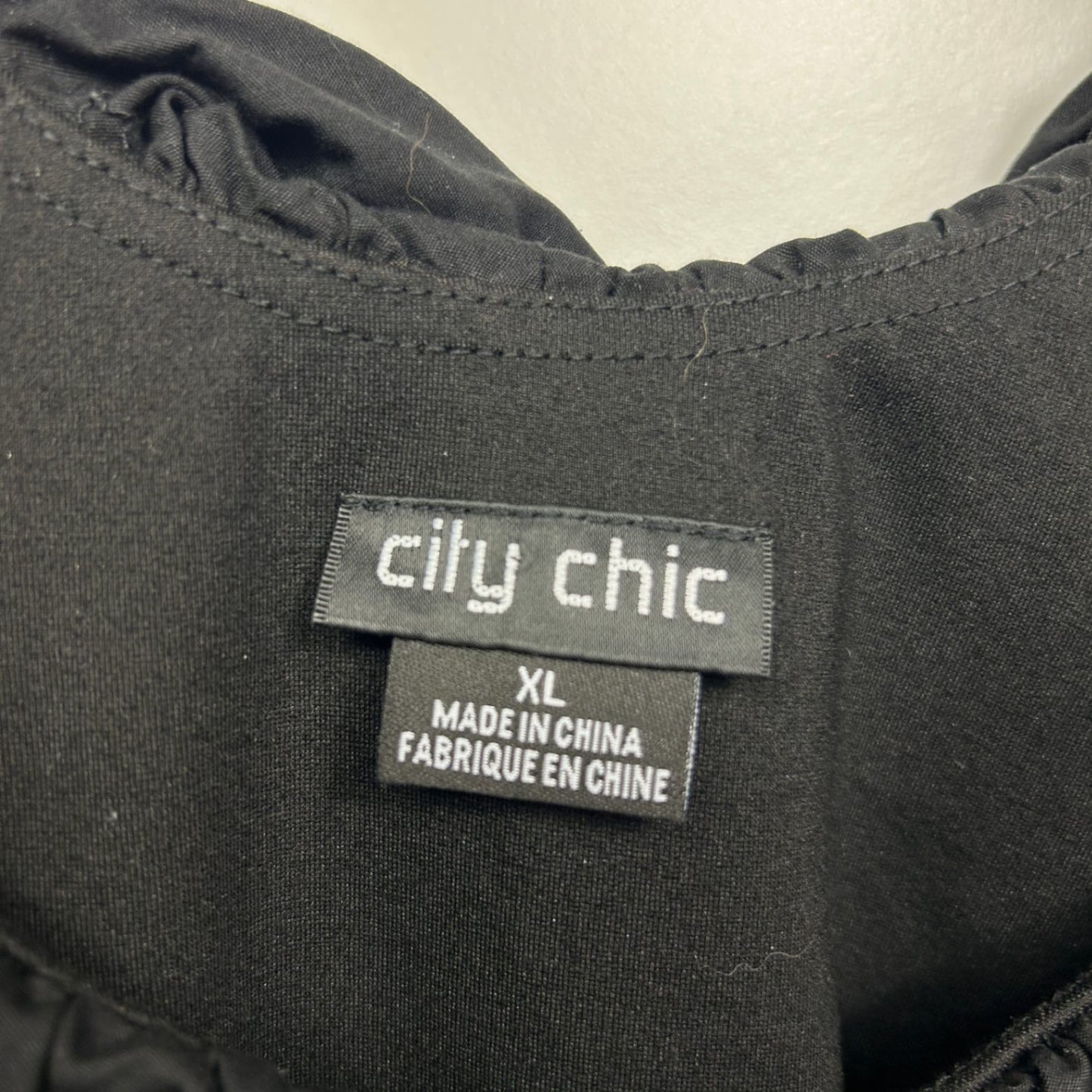 City Chic Black Sleeveless Ruffle Neck Bodysuit Size 22 XL Plus