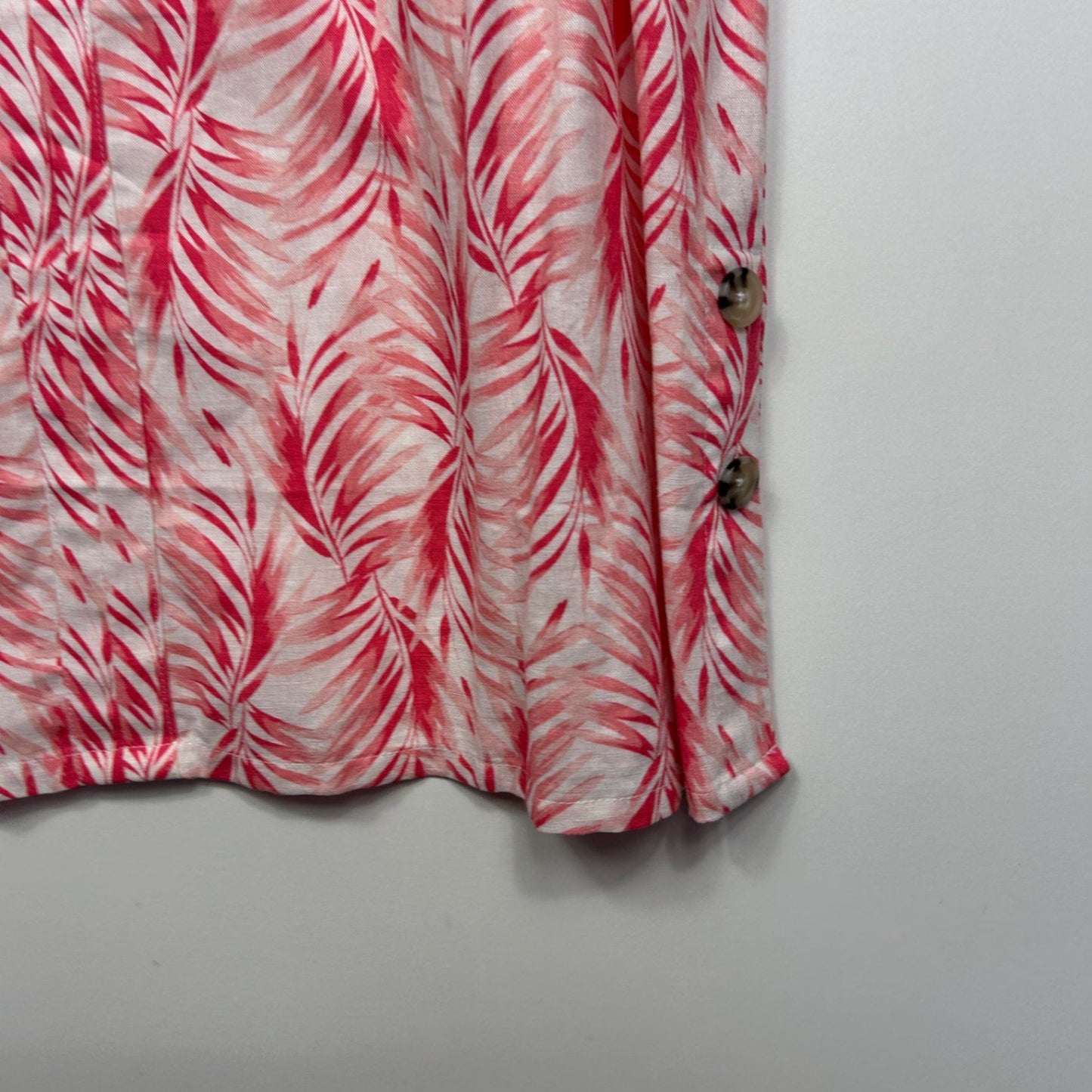 Autograph Linen Blend Sleeveless Top Size 16 Pink Leaf Floral