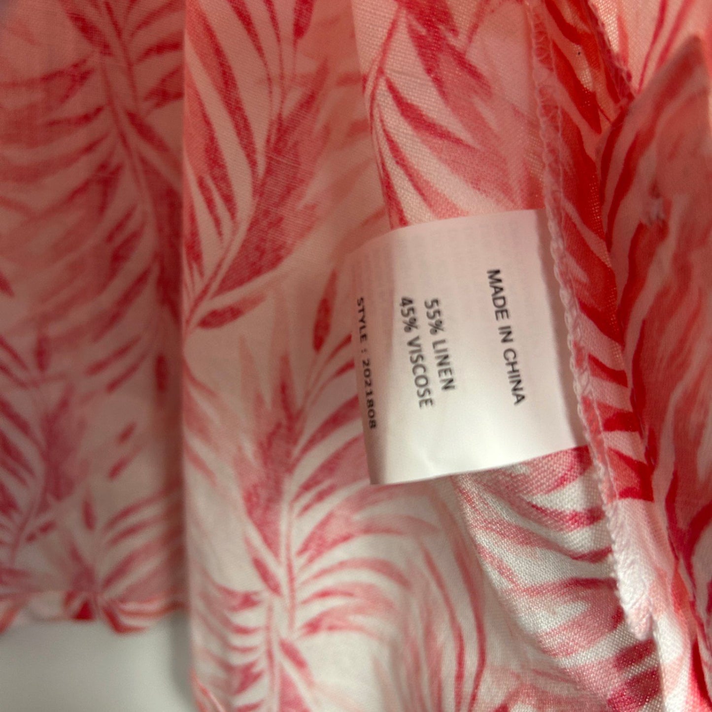 Autograph Linen Blend Sleeveless Top Size 16 Pink Leaf Floral