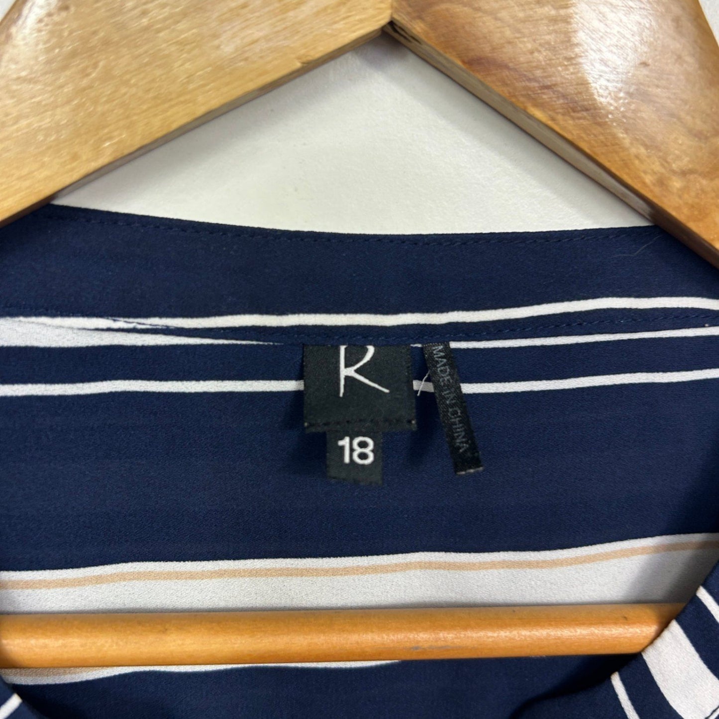 Katies Top Blouse Size 18 Blue Striped 3/4 Sleeve Button Up