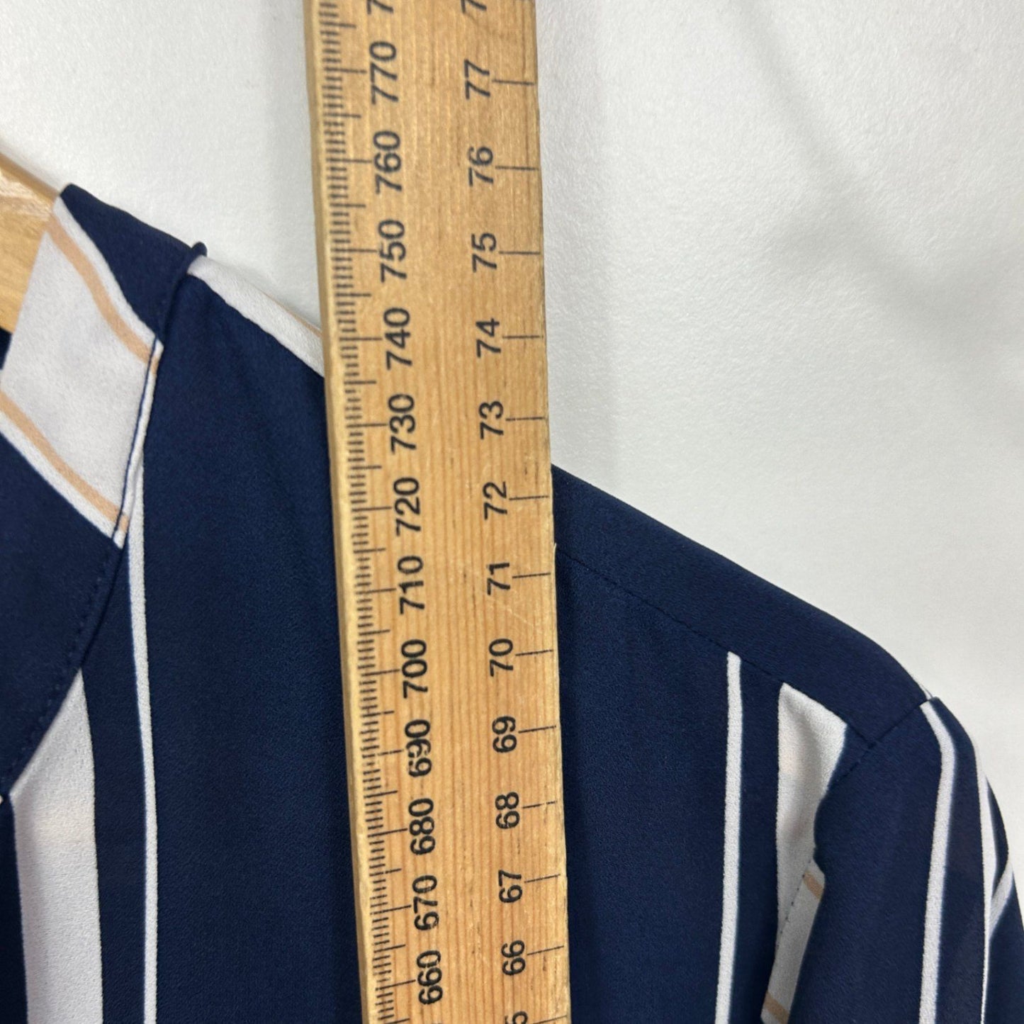Katies Top Blouse Size 18 Blue Striped 3/4 Sleeve Button Up