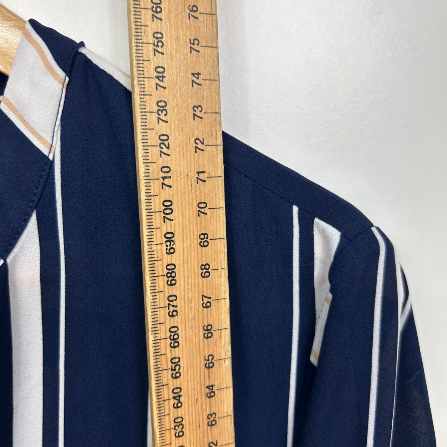 Katies Top Blouse Size 18 Blue Striped 3/4 Sleeve Button Up