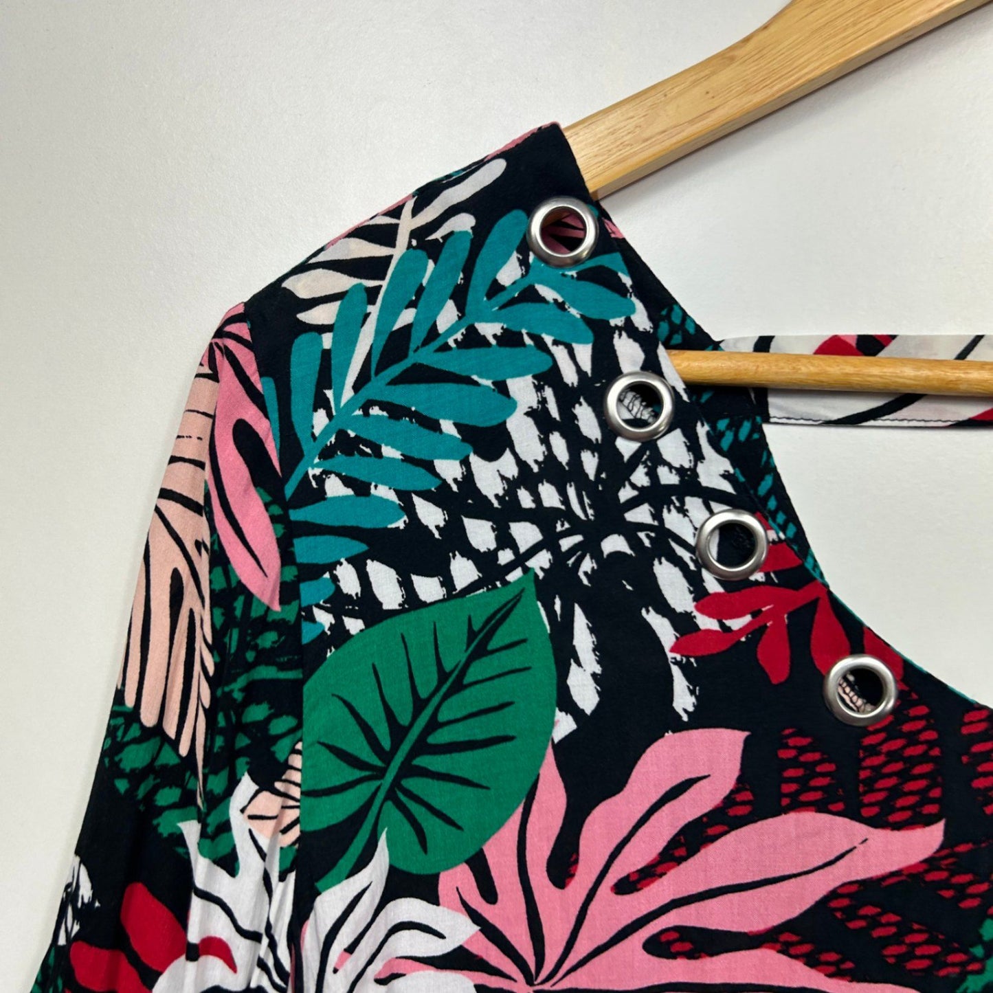 Rockmans Floral Top Size 18 Multicoloured Bell Sleeve Viscose
