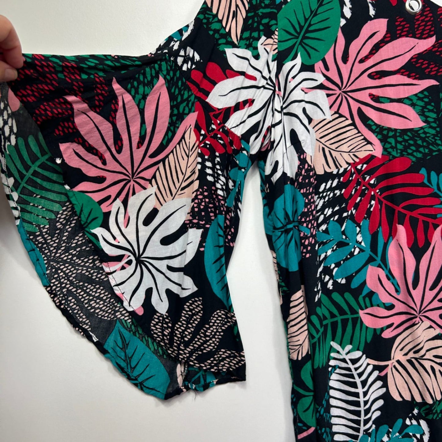 Rockmans Floral Top Size 18 Multicoloured Bell Sleeve Viscose