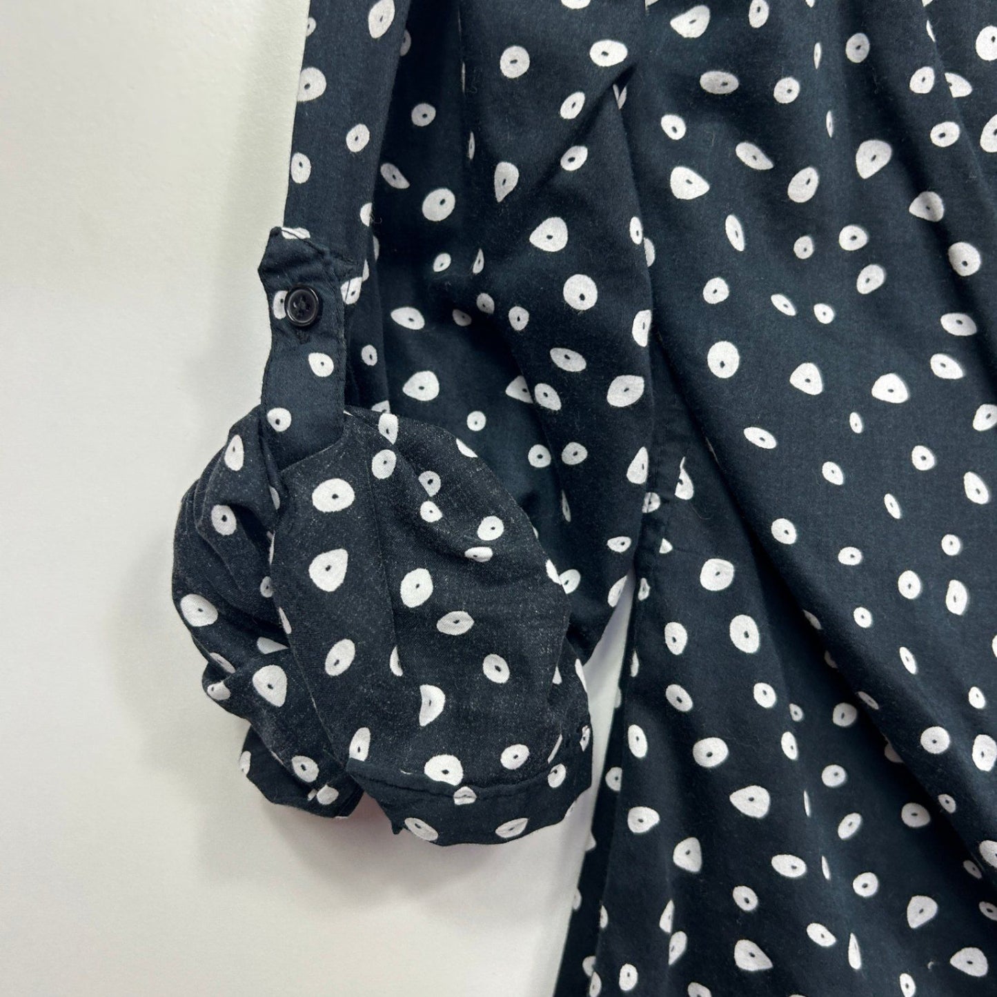 Target Black White Cotton Long Sleeve Collared Button Up Top Blouse Size 18