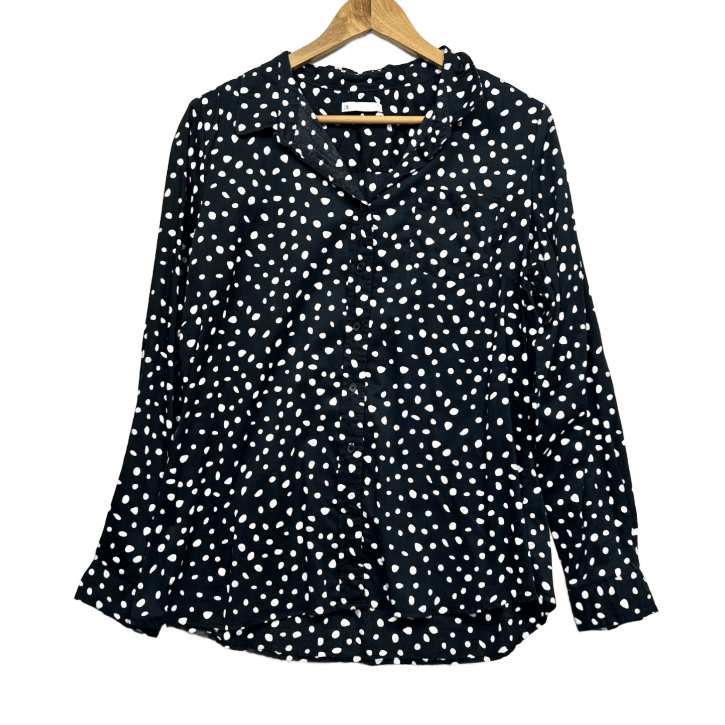 Target Black White Cotton Long Sleeve Collared Button Up Top Blouse Size 18