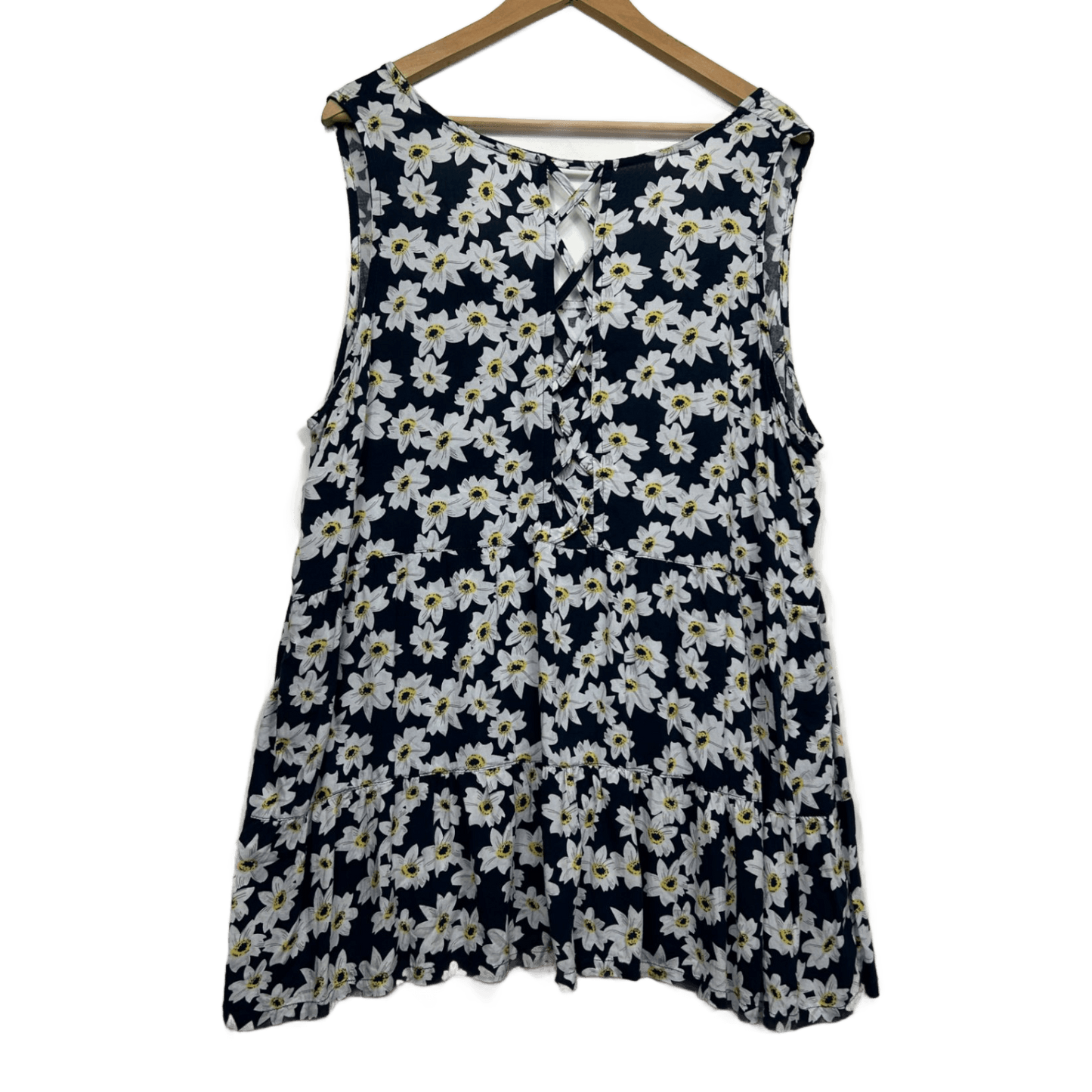Isobelle Sleeveless Tunic Top Size 18 Black White Floral Daisies Viscose