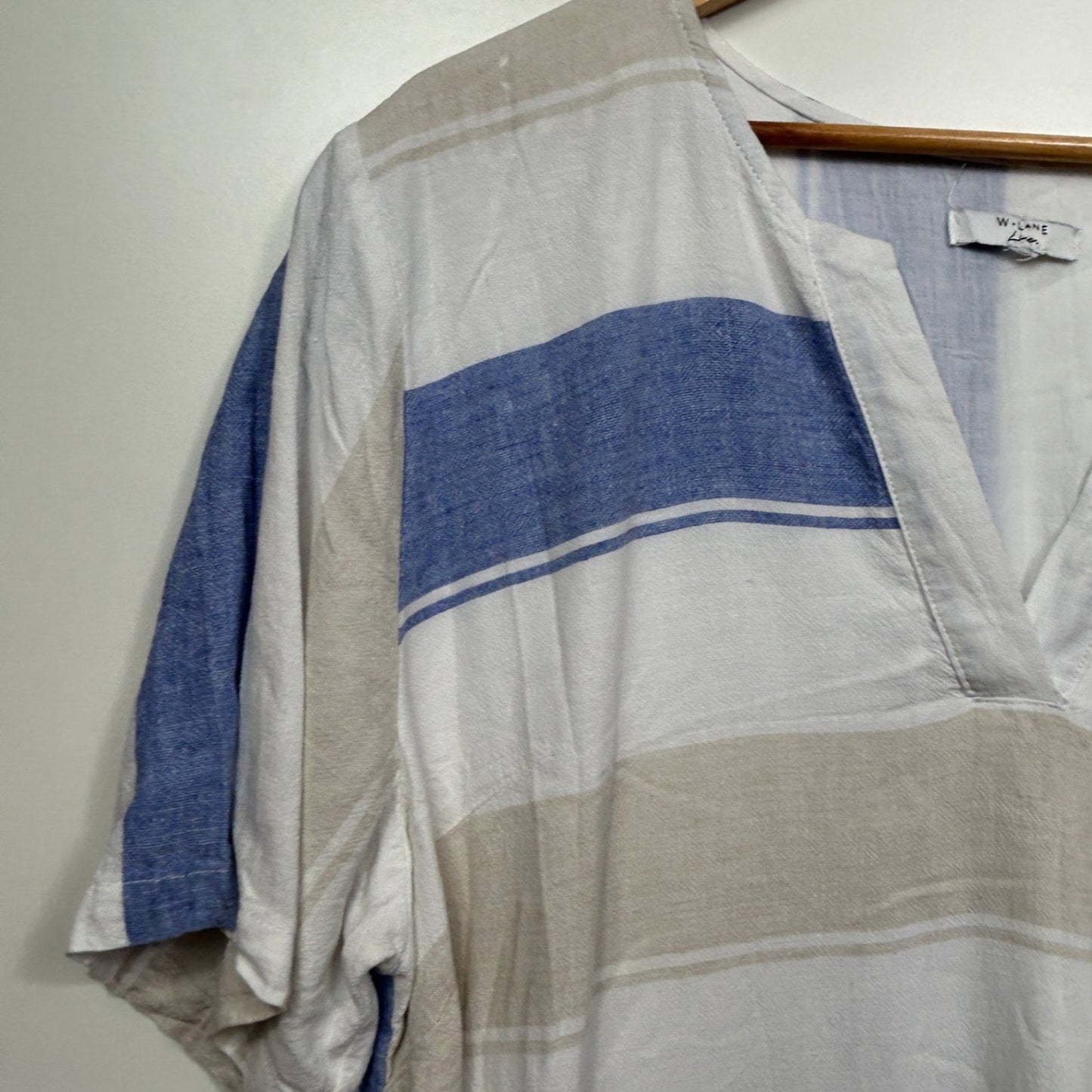 W Lane Linen Blend Casual Dress Size 18 Striped Lined