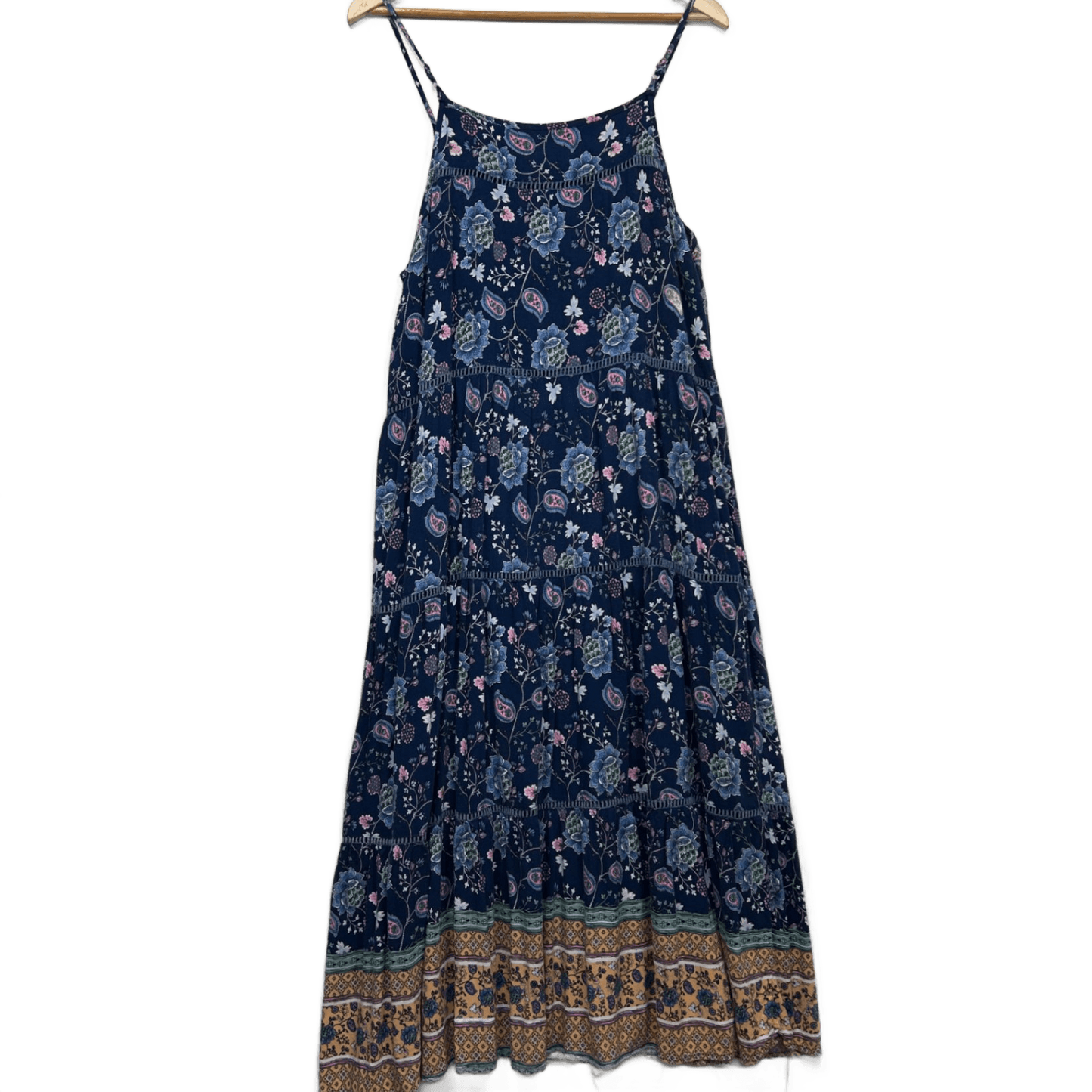 Henry Oscar Maxi Boho Dress Size 16 Multicoloured Floral Sleeveless Rayon
