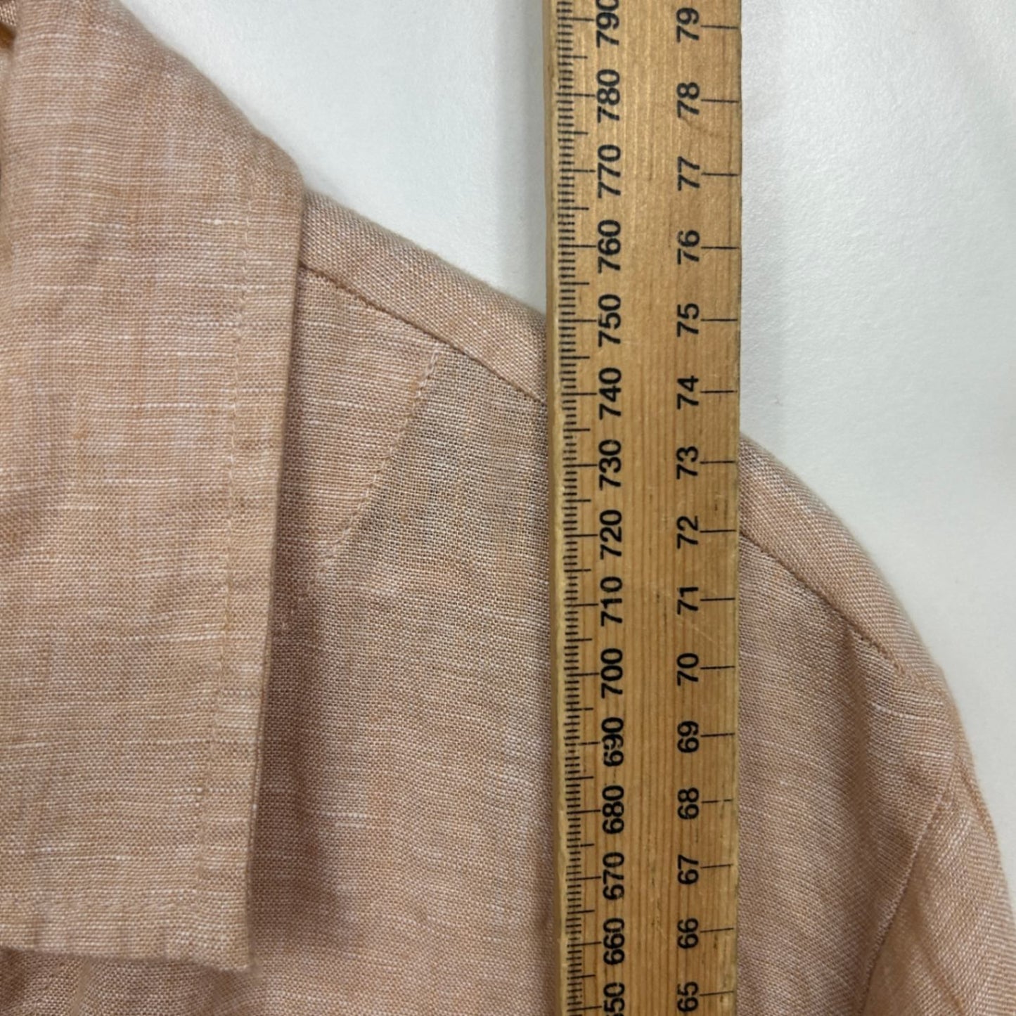 Piper Beige Linen Short Sleeve Collared Button Up Top Shirt Size 14 16