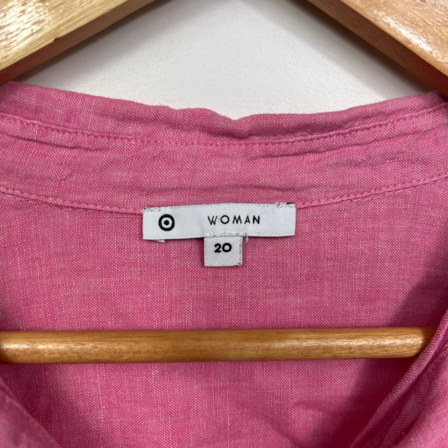 Target Pink Linen Long Sleeve Collared Button Up Top Blouse Size 20