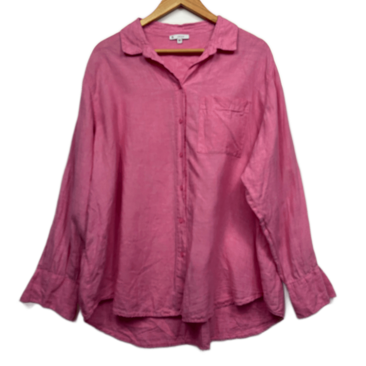 Target Pink Linen Long Sleeve Collared Button Up Top Blouse Size 20