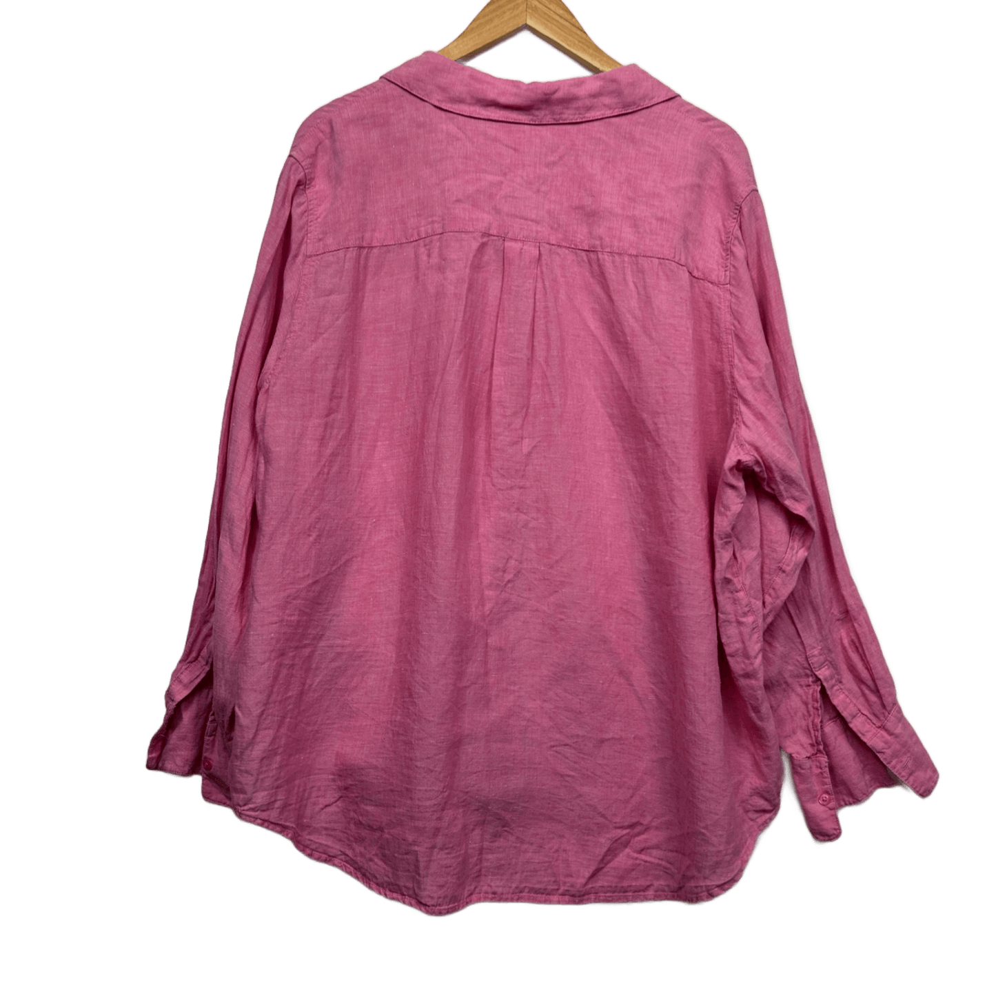 Target Pink Linen Long Sleeve Collared Button Up Top Blouse Size 20