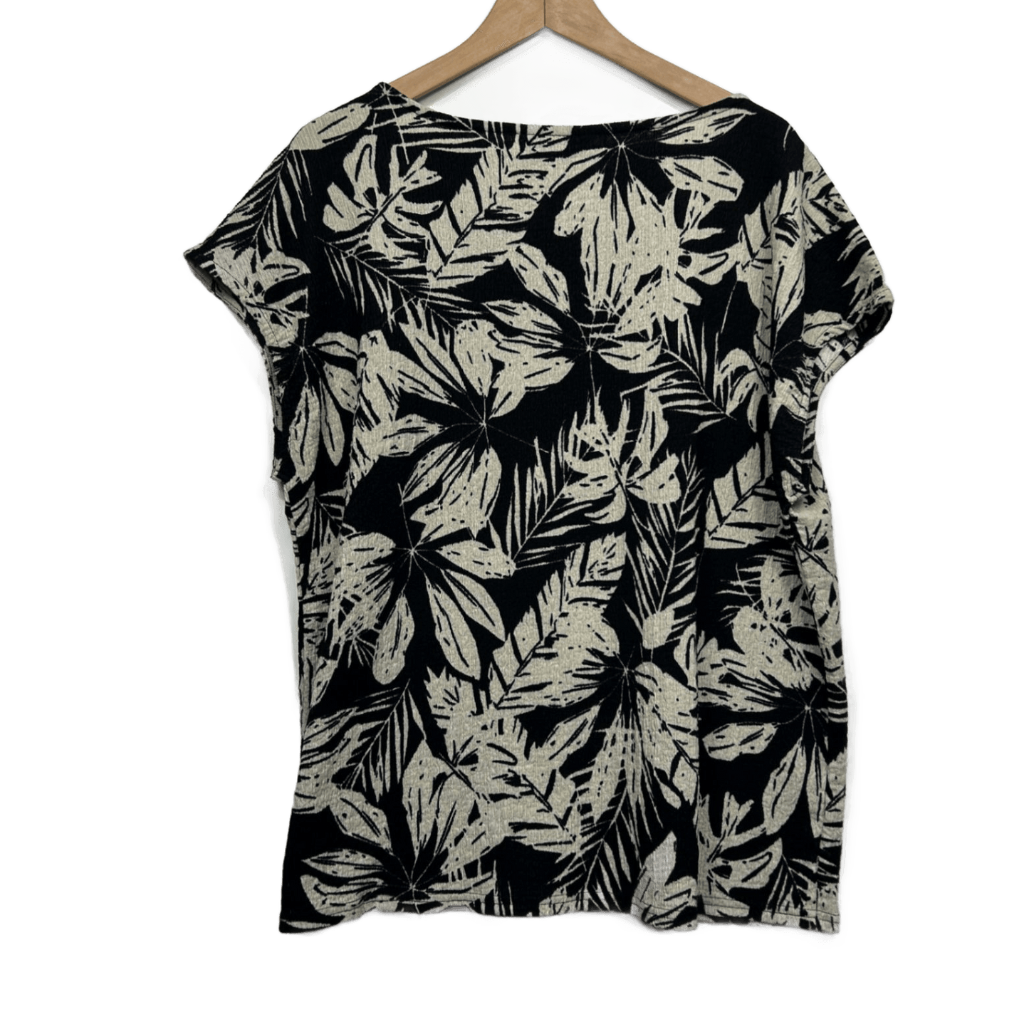 Suzanne Grae Black Beige Floral Top Blouse Size 2XL 16 18