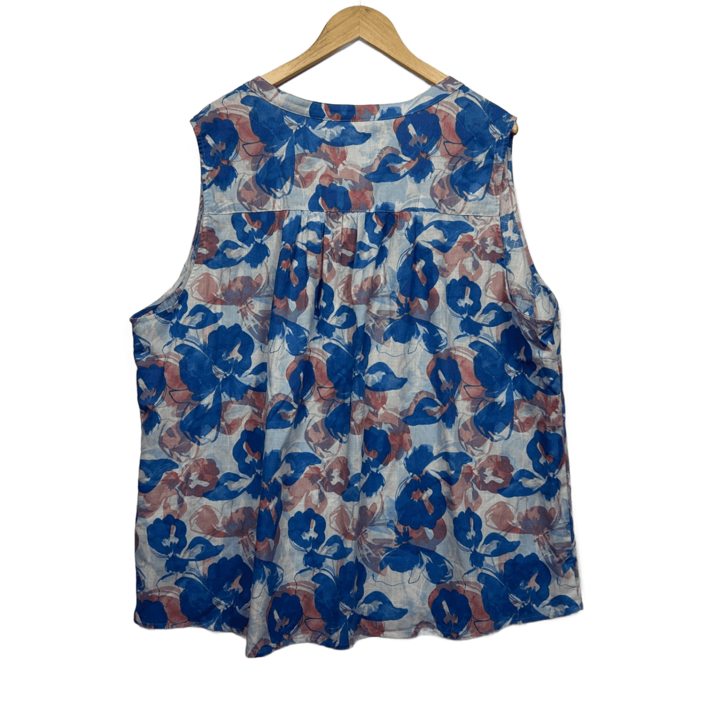 New Suzanne Grae Linen Blend Top Blouse Size 24 Sleeveless Floral