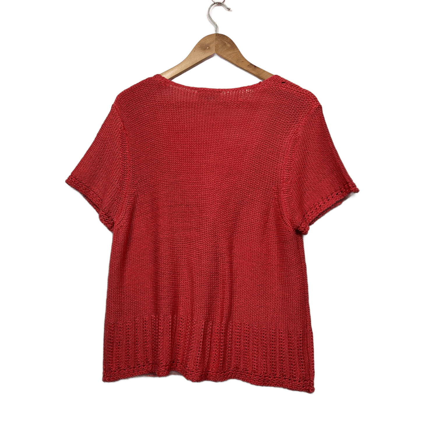 Suzanne Grae Coral Knit Cardigan Size L Short Sleeve