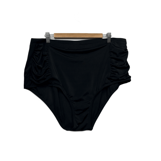 New Autograph High Waist Ruched Swim Brief Black Swimwear Size 24