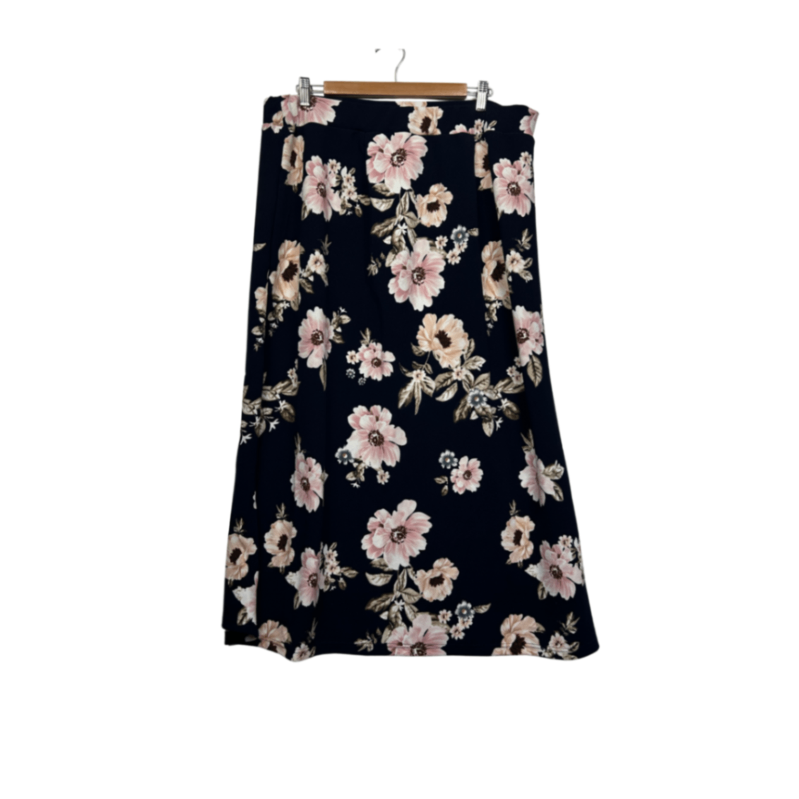 Shein Maxi Skirt Size 16 18 3XL Black Floral Long Length