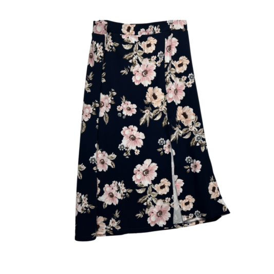 Shein Maxi Skirt Size 16 18 3XL Black Floral Long Length