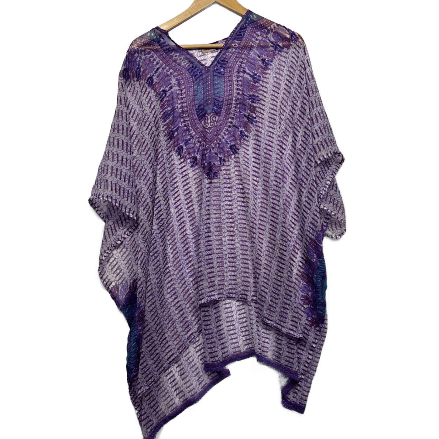 Tree of Life Purple Boho Kaftan Top Blouse One Size 14 16 Swim Cover Up *Fault