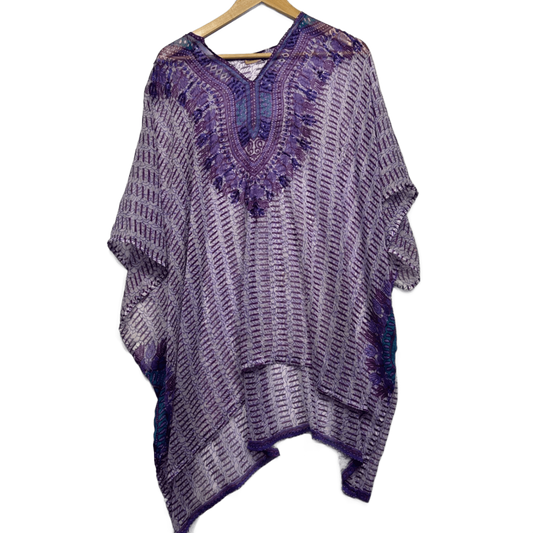 Tree of Life Purple Boho Kaftan Top Blouse One Size 14 16 Swim Cover Up *Fault