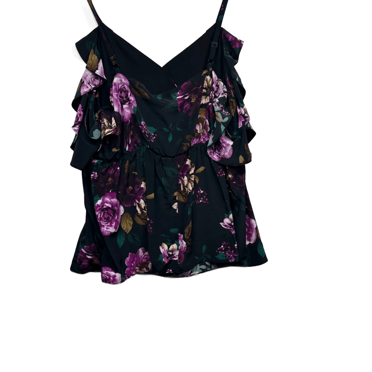 New City Chic Black Floral Short Sleeve Cold Shoulder Sophia Top Blouse Size 16