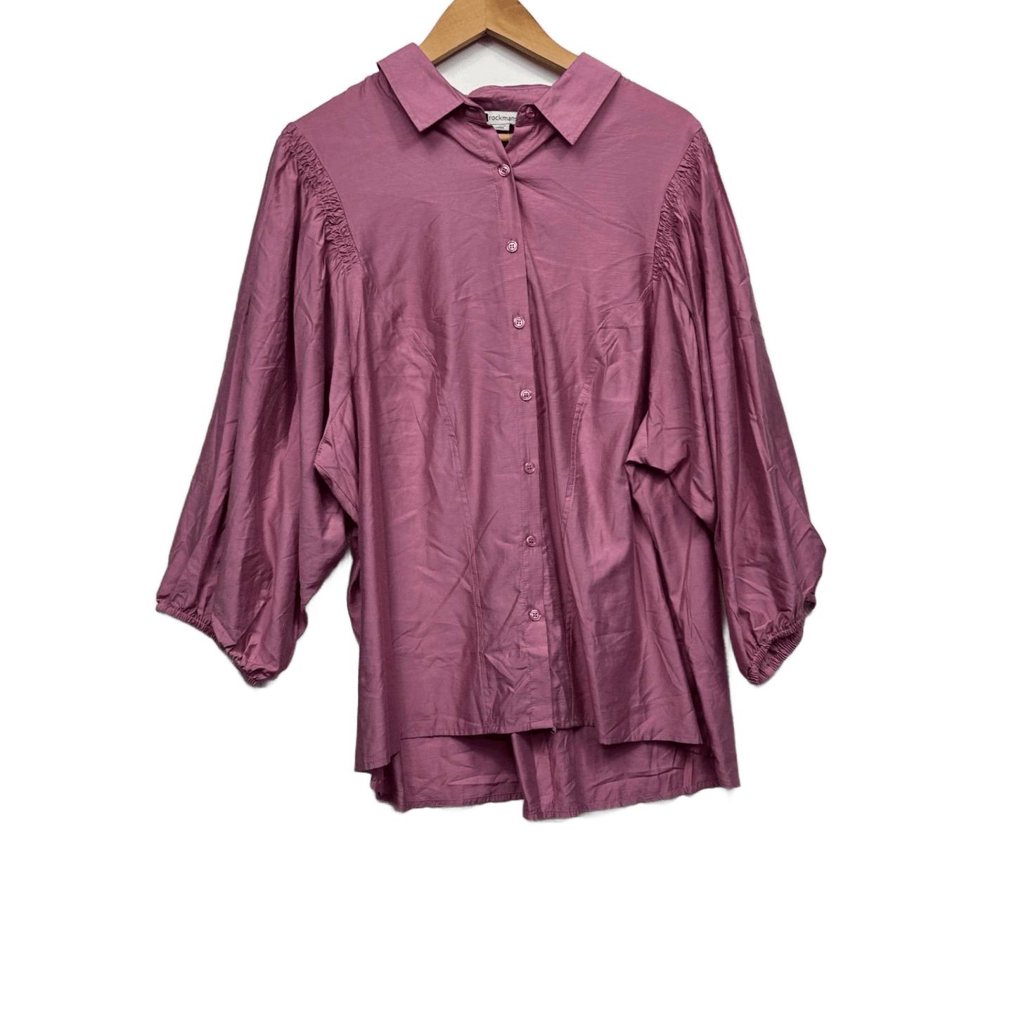 New Rockmans Pink Cotton Blend Button Up Long Sleeve Shirt Blouse Size 16