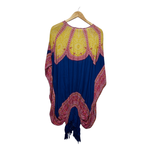 Kaftan Top One Size 14 16 Multicoloured Short Sleeve Rayon