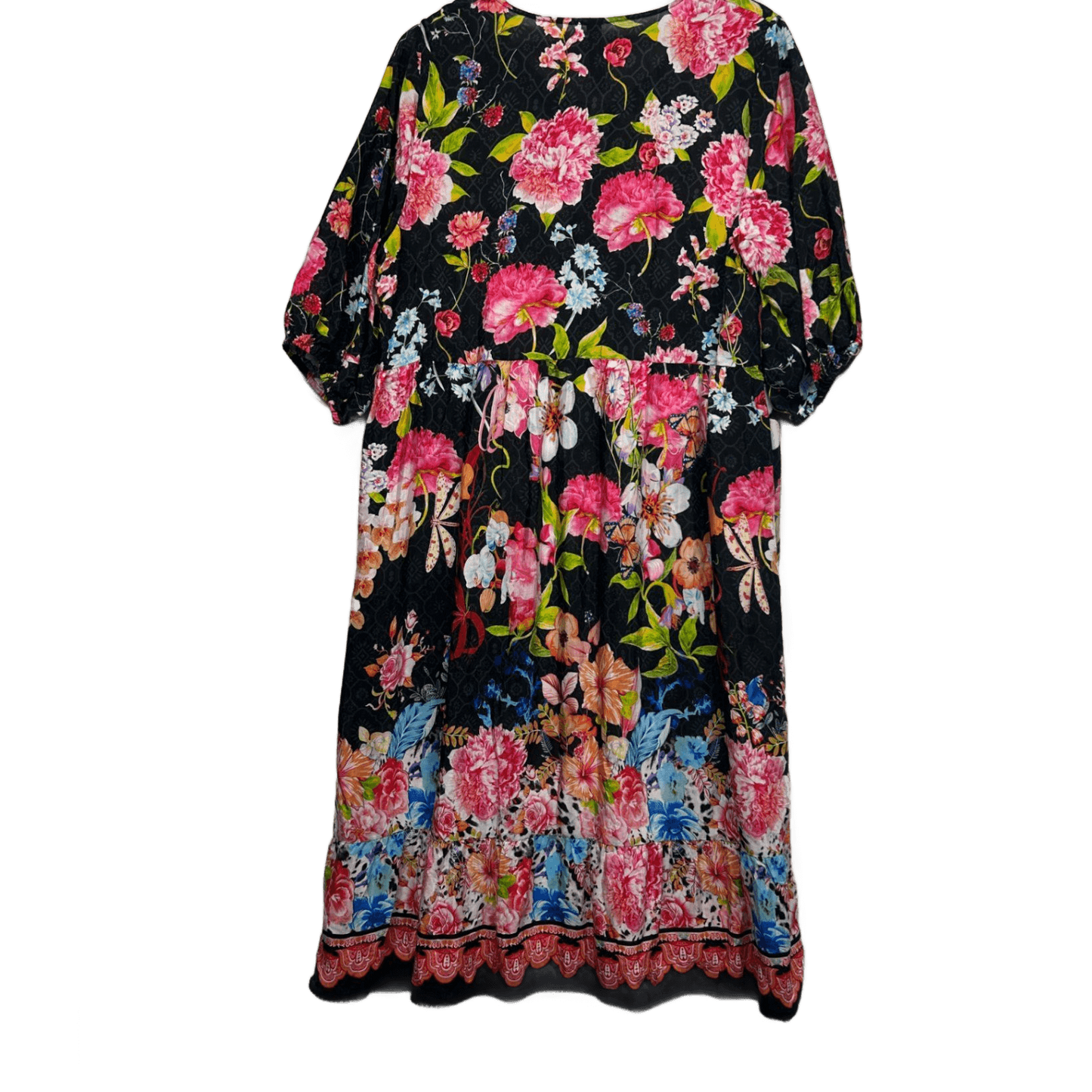 Taking Shape Maxi Dress Size 12 14 Black Floral Short Sleeve Viscose