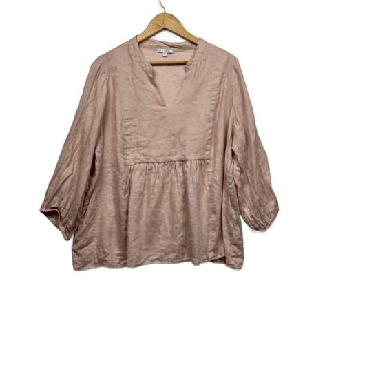Target Pink Linen Long Sleeve Smock Top Size 20