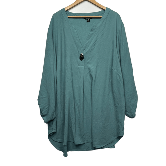 Beme Tunic Top Size 28 Green Long Roll Tab Sleeve