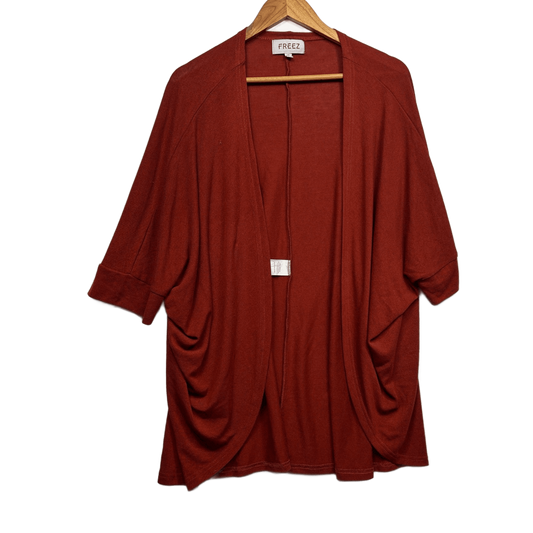 FREEZ Shrug Cover Up Size 22 Rust 3/4 Sleeve Cotton Blend