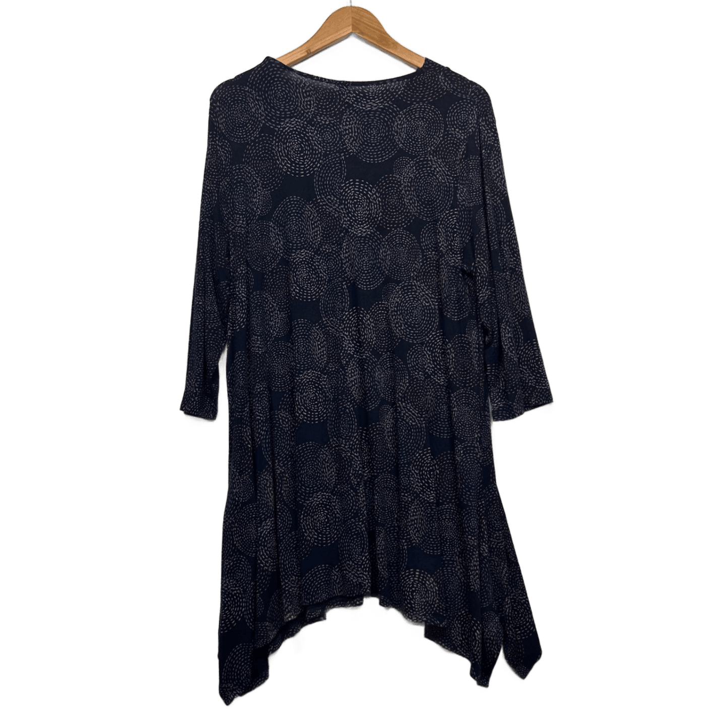 Taking Shape Navy Tunic Dress Size Long 16 Small Plus Sleeve Shawl Neck Viscose