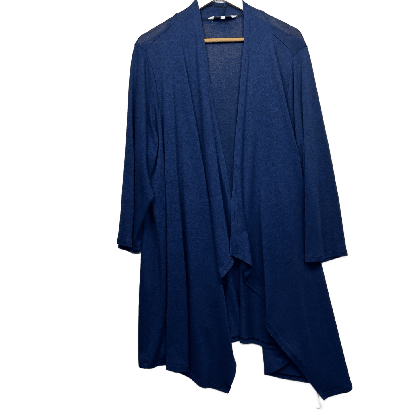 Belle Curve Blue Viscose Open Waterfall Knit Cardigan Top Size 24
