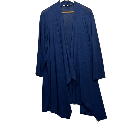 Belle Curve Blue Viscose Open Waterfall Knit Cardigan Top Size 24