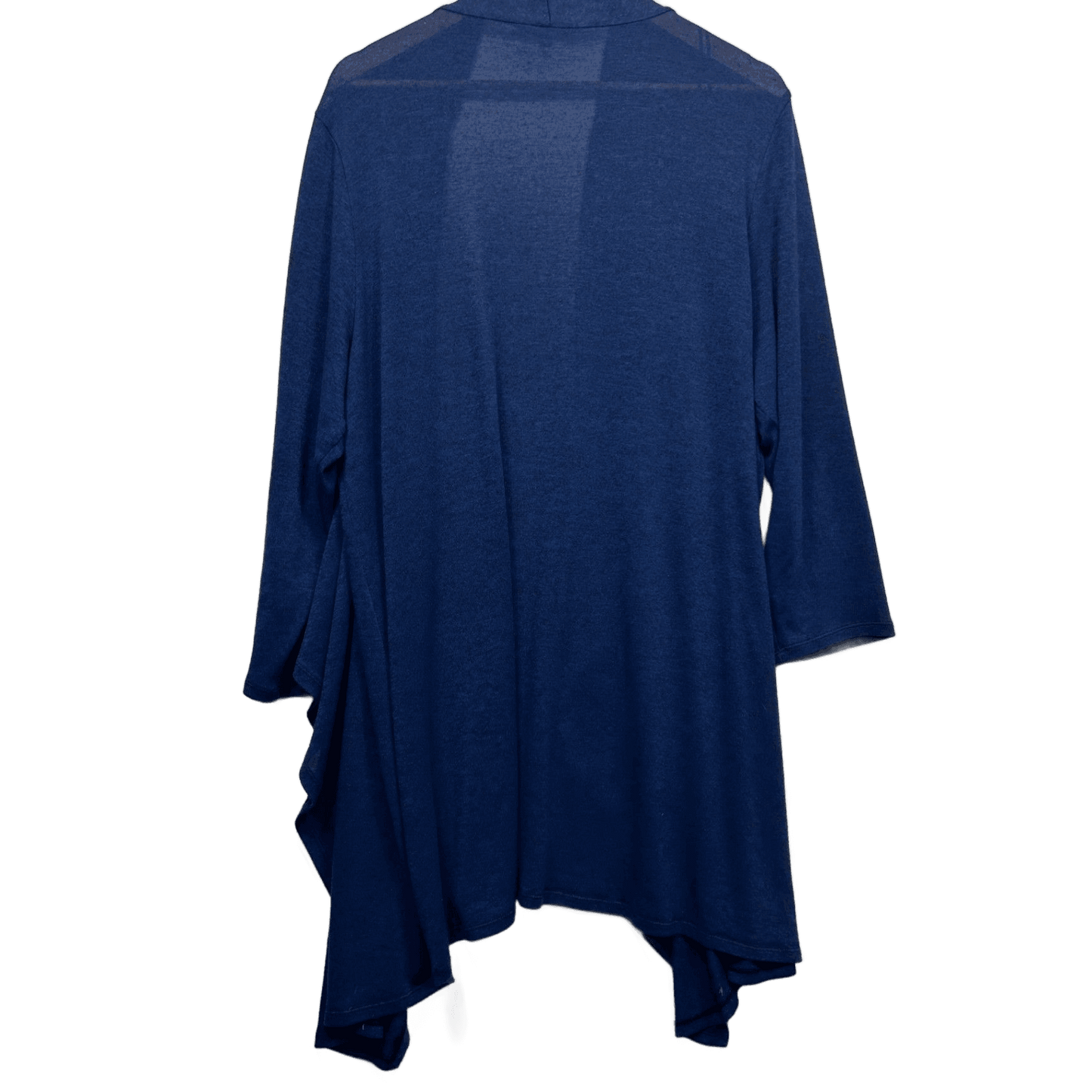 Belle Curve Blue Viscose Open Waterfall Knit Cardigan Top Size 24