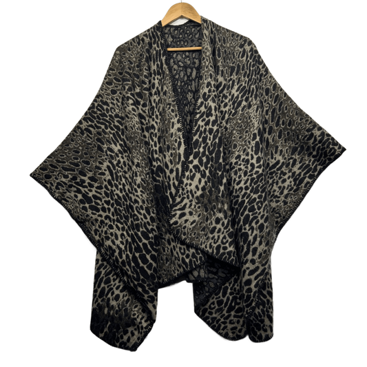 Boho Poncho Cape Oversized Open Front Longline Soft Knit One Size Plus 18 - 26