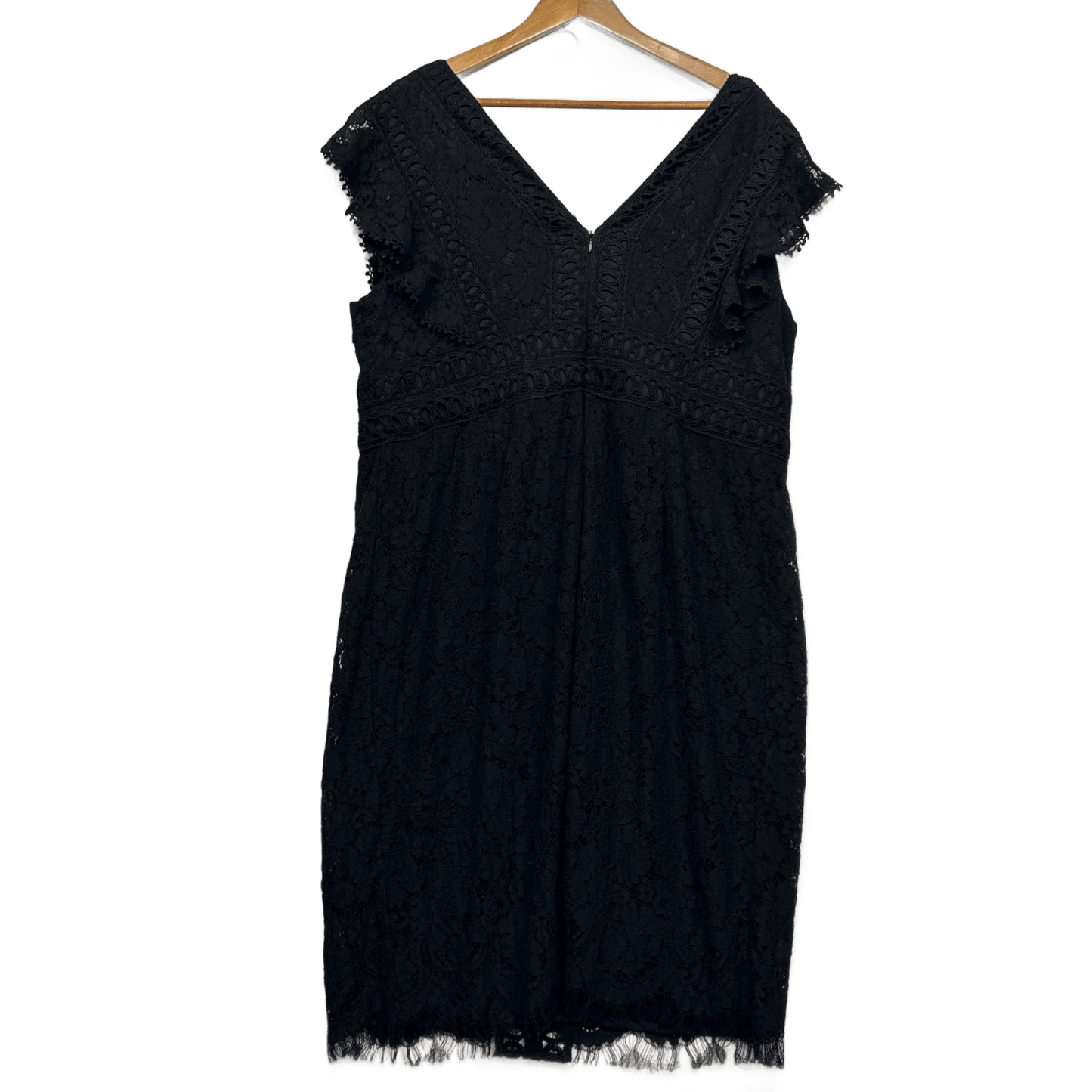 New YOU + ALL Black Lace Overlay Short Sleeve Cocktail Dress Size 22