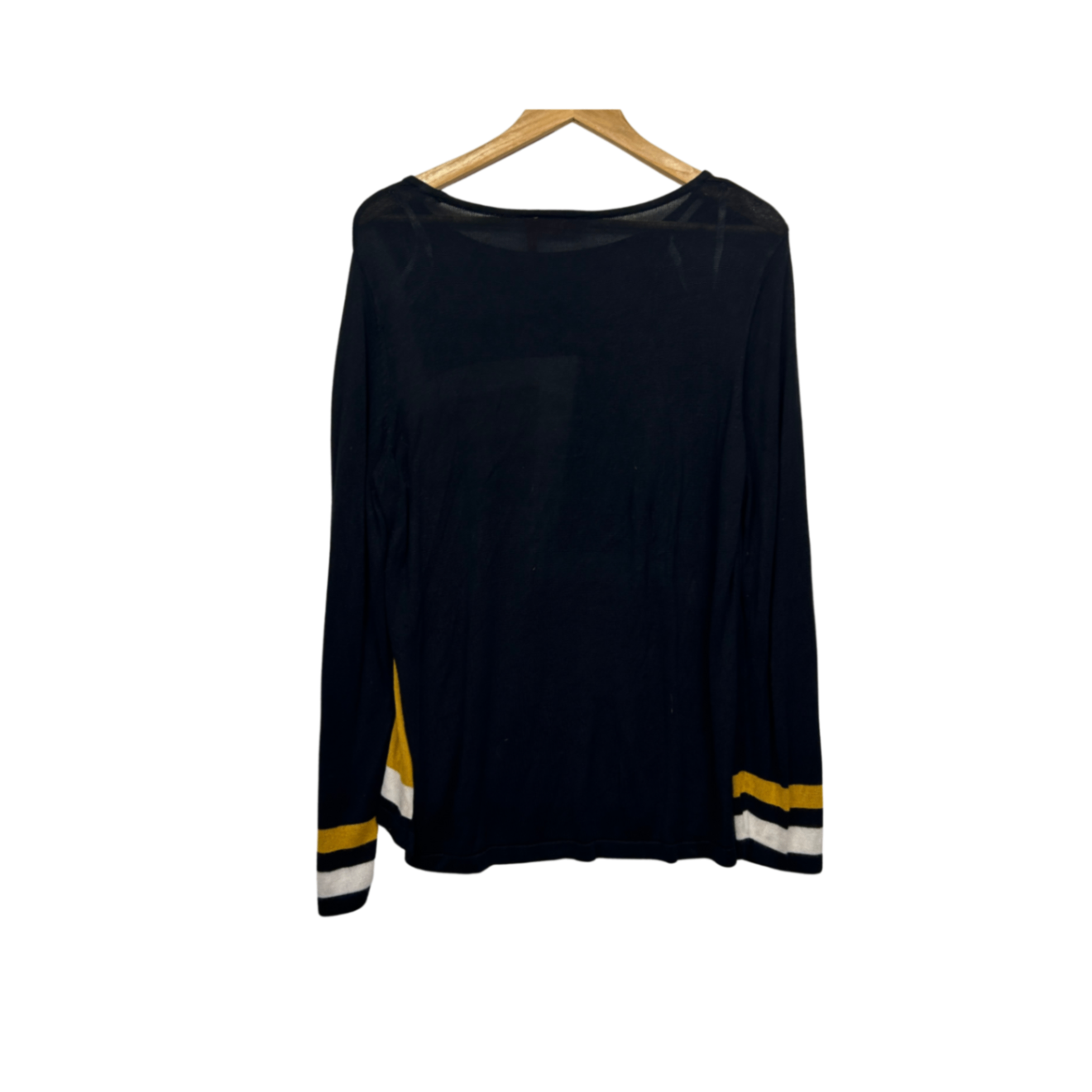 Millers Jumper Knit Top Long Sleeve Colourblock Black Mustard Viscose Size 14 Large