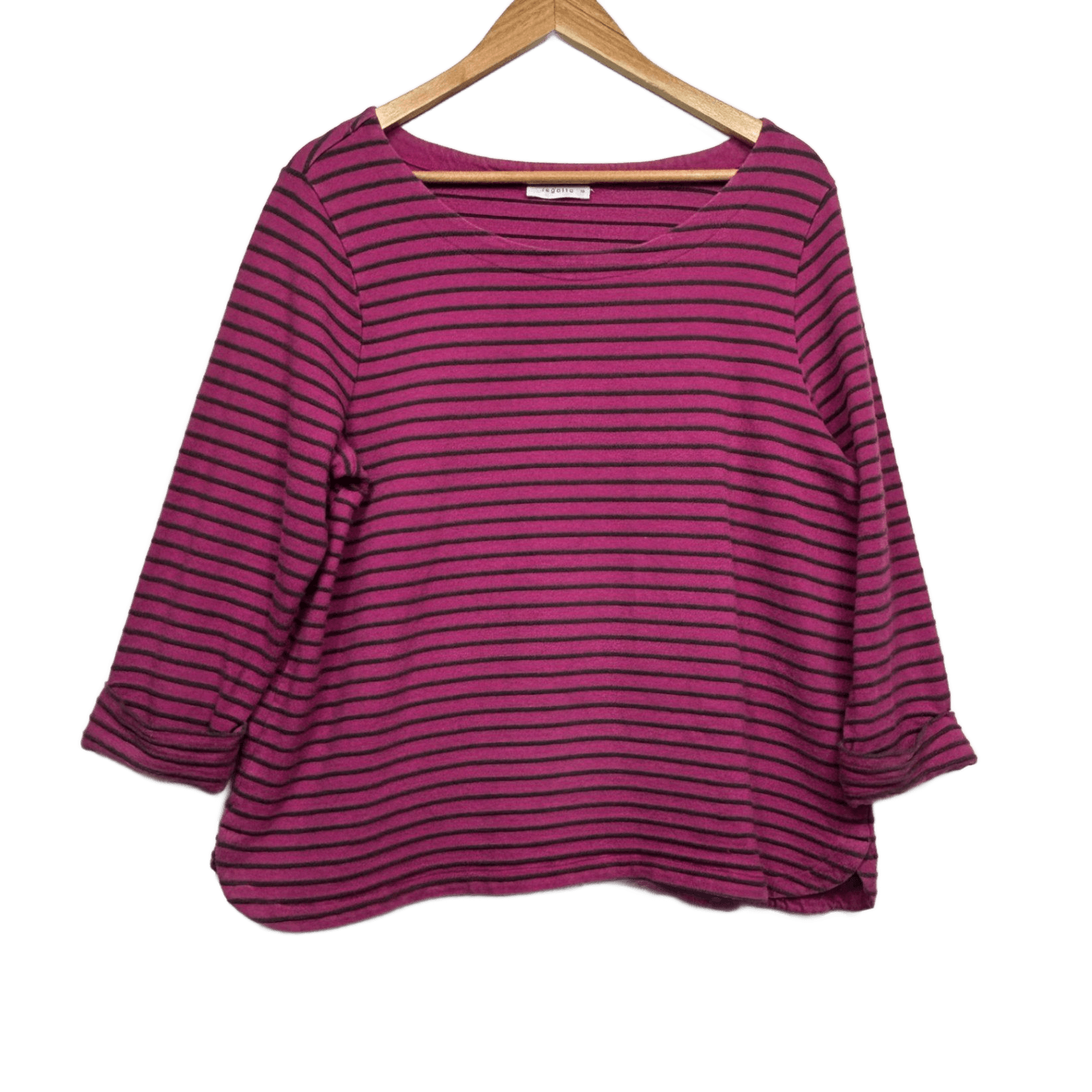 Regatta Top Size 16 Pink Striped Long Sleeve Organic Cotton